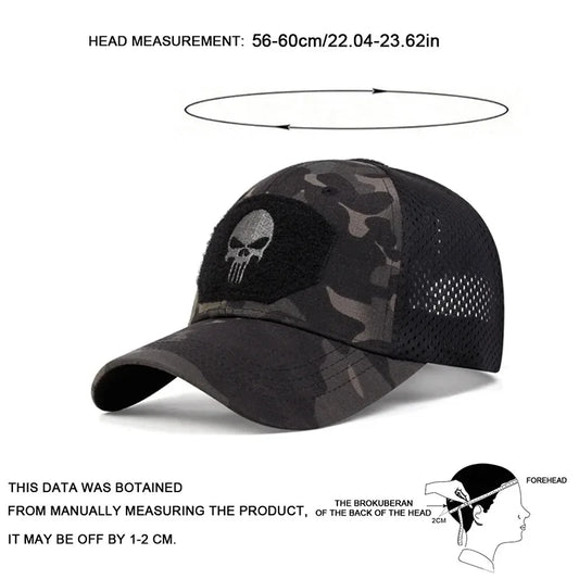 2025 NEW Skull Embroidered Top with Patch Breathable Baseball Caps Spring and Autumn Outdoor Adjustable Casual Hat Sunscreen Hat