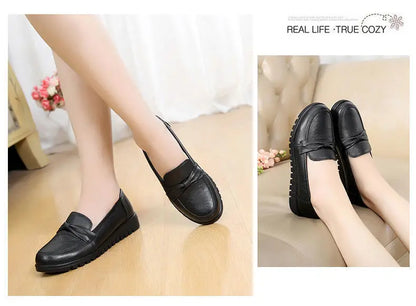 Women Shoes Low Top Round Toe Loafers Waterproof Moccasin Solid Color Versatile Casual Flat Shoes for Women