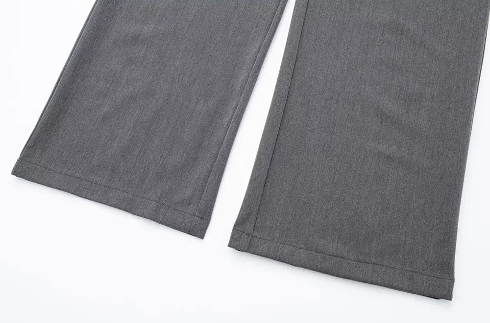 Women Fashion With Darts Front Pockets Wide Leg Pants Vintage High Waist Zipper Fly Female Trousers Mujer