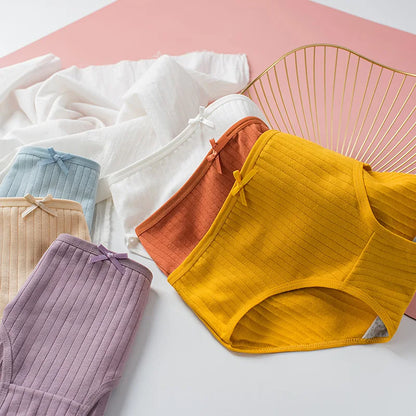 10Pcs/Set Women's Cotton Panties Low Waist Solid Color Briefs Breathable Sexy Lingerie Soft Underwear Female Underpants