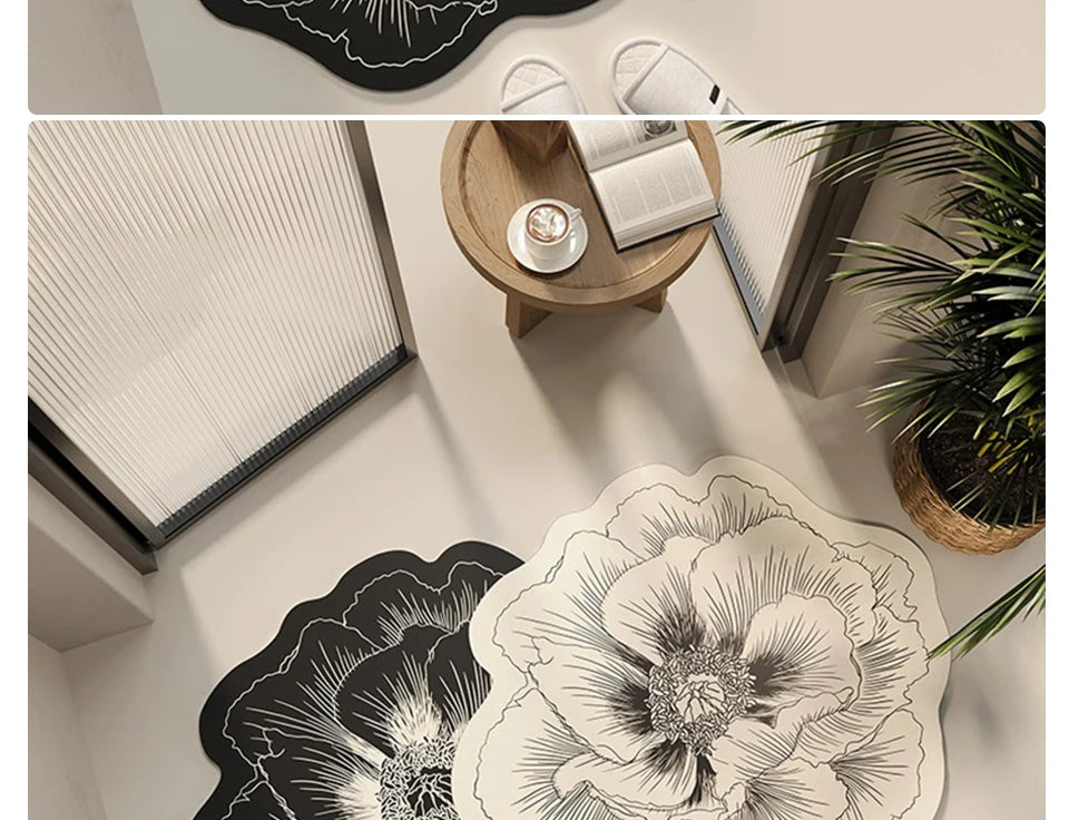 Bathroom Floor Mat Water-absorbing Non-slip Dirt-resistant Carpet Flower Diatom Mud Special-shaped Rug Door Home Decoration Mats