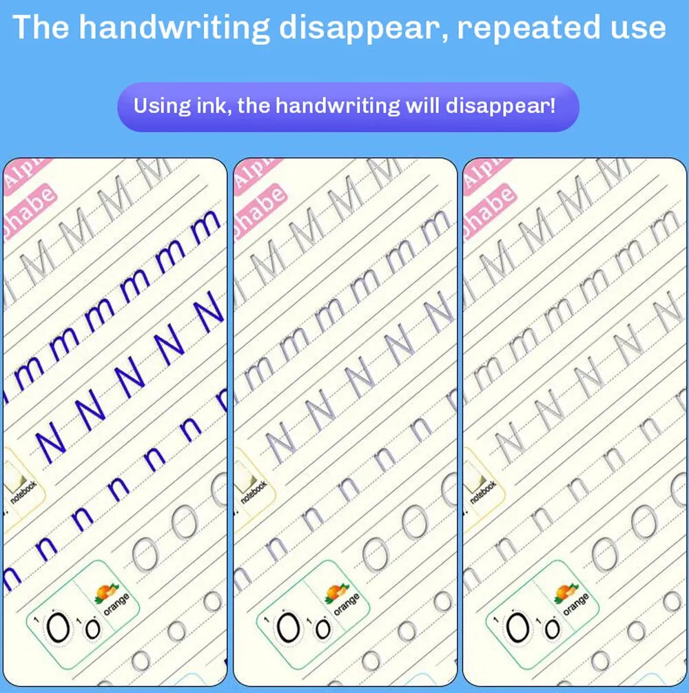 4 Books Pen Magic Writing Book Calligraphy Notebook Montessori Kids Reusable Educational Calligraphic Letter Practice Toy