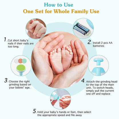 Baby Electric Nail Trimmer Kid Nail Polisher Tool Baby Care Multifunctional Fingernail Cutter Trimmer Infant Manicure Set