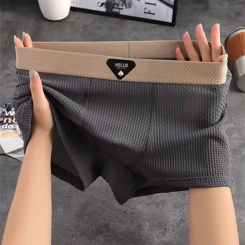 1pcs Men's Boxer Shorts Ice Silk Underwear Plus Size Underpants Breathable Sexy Slim Panties Air-conditioned Lingerie Wholesale