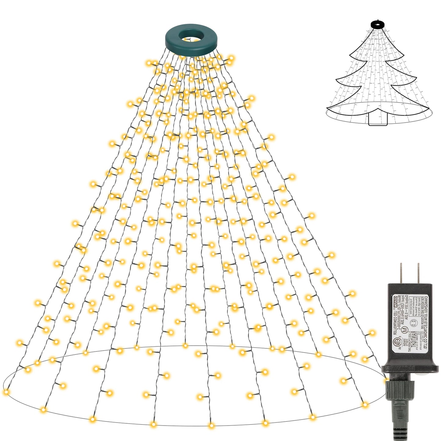 2-meter Christmas tree ring light string warm light decorative light