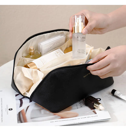Large-Capacity Travel Cosmetic Bag Portable PU Makeup Pouch Women Waterproof Bathroom Wash Handbag Multi-functional Toiletry Kit