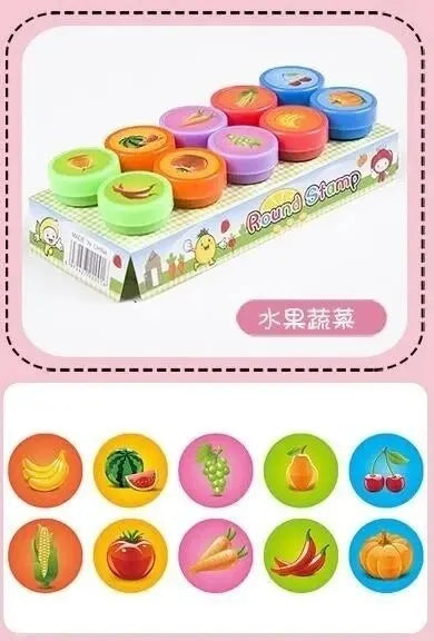 10pcs Assorted Stamps for Kids Self-ink Stamps Children Toy Stamps Smiley Face Seal Scrapbooking DIY Painting Photo Album Decor
