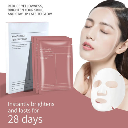 1/4/10PCs Bio Collagen Face Mask Shrink Pores Deep Hydrating Overnight Mask Moisturizing Refreshing Brightening Face Skin Care
