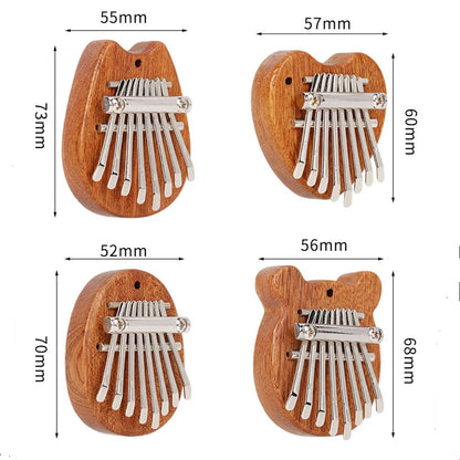 8 Keys Mini Kalimba Wooden Thumb Piano with Lanyard Finger Piano Musical Instrument Portable Exquisite Gift Set for Kids Adults