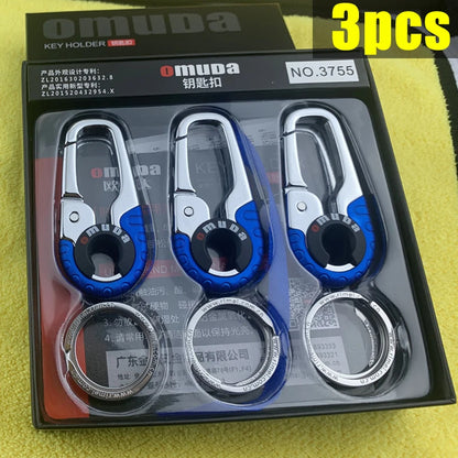 3pcs Keychain Men Stainless Steel Buckle Outdoor Carabiner Climbing Tool Double Ring Car Fishing Hook Key Ring Accessories