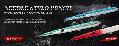 طُعم صيد السمك هانتهاوس المفصل بالقلم الرصاص، مكون من 3 أقسام، 255 مم/30.6 جم، طُعم سباحة غاطس بالإبرة لسمك القاروص الأزرق