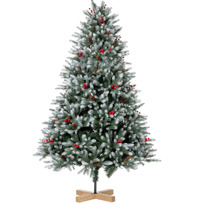 Artificial Christmas Tree 150 cm Densely Filled Branches Premium PE/PVC Christmas Tree with Pine Cones and Red Berries