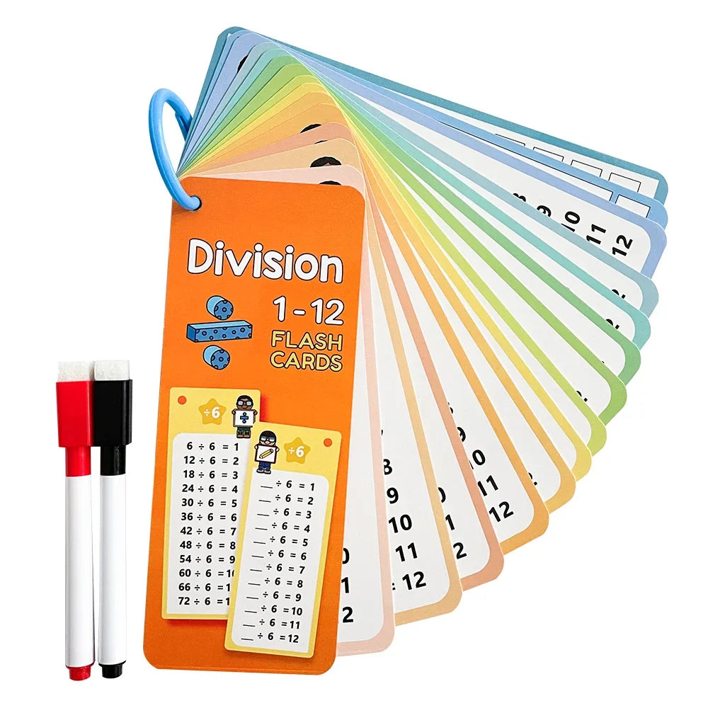 Beginners in 0-12 Mathematical Calculations Self Test Training Card, Maths Fact Learning Tools for Primary School Montessori