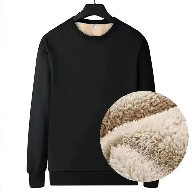 Men's New Winter Warm Fleece Lined T Shirt Thick Crew Neck Solid Basic Pullover Sweatshirt Thermal Comf Underwear Tops Clothing