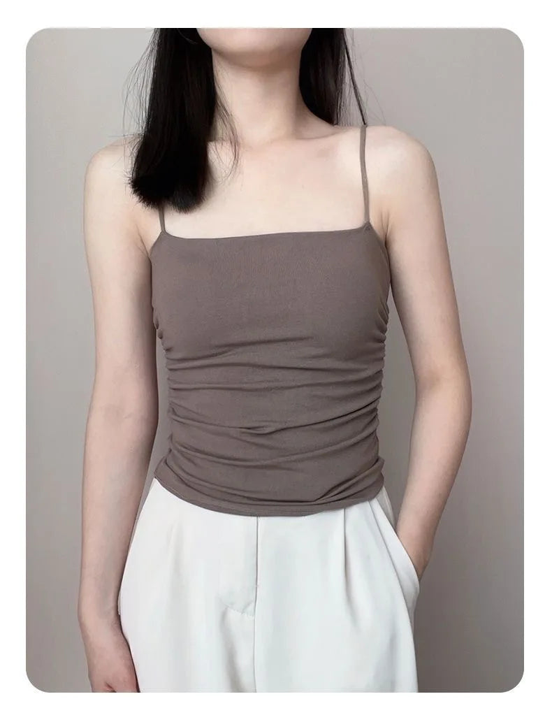 Clearance_New Summer Simple Cotton Sling Camisole Women Girls Crop Top Sleeveless Shirt Lady Bra Tops Straps Skinny Camisole Bas