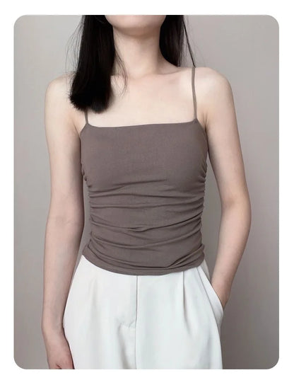 Clearance_New Summer Simple Cotton Sling Camisole Women Girls Crop Top Sleeveless Shirt Lady Bra Tops Straps Skinny Camisole Bas