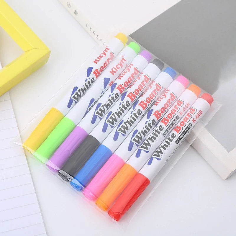 8/12 Color Erasable Whiteboard Pen Set Children's Color Floating Pen Children's Creative Water Floating Pen Painting Stationery