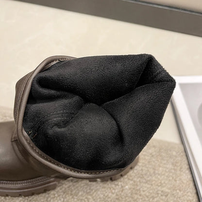 2023 New Shoes for Women Belt Buckle Women's Boots Fashion Side Zipp Modern Boots Women High Quality Round Toe Mid-Calf Zapatos