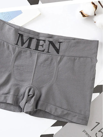 5 PCs Men's High Elastic Plain Color Comfortable Boxer Briefs Panties Breathable Pantyhose