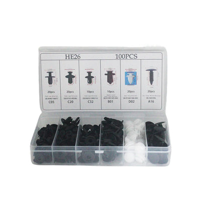 100pcs Auto Fastener Clip Kit Fender Rivet Clips Car Body Push Retainer Pin Rivet Bumper Door Trim Panel Retainer Car Clips