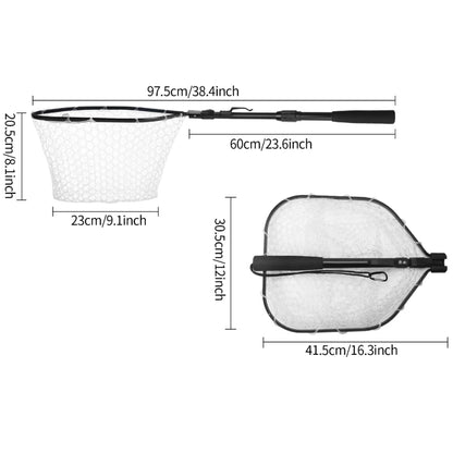 Fishing Landing Net Aluminum Alloy Durable Telescoping Extend to 190cm/130cm/55cm Folding Mesh Safe Fish Catching Releasing