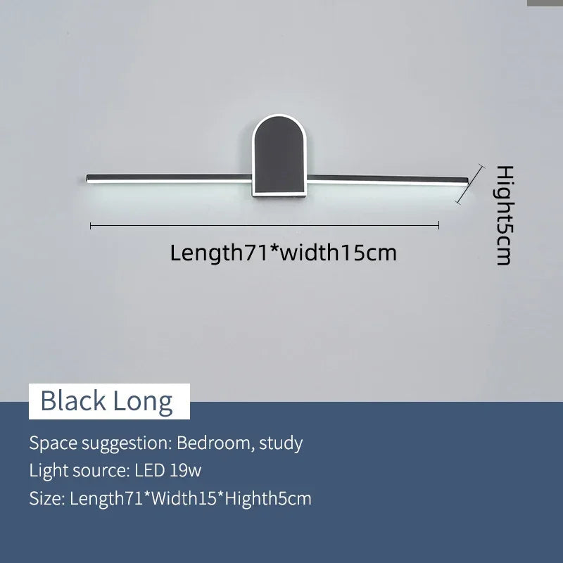 Bathroom Mirror Front Light Modern Led Wall Light Black&White Luminaires Sconce Wall Lamp L70 90 110cm Bathroom Lamp