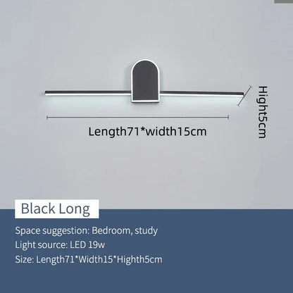Bathroom Mirror Front Light Modern Led Wall Light Black&White Luminaires Sconce Wall Lamp L70 90 110cm Bathroom Lamp
