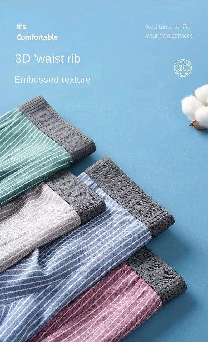 1Pcs Boxer Shorts Men's Underwear Sexy Panties Cotton Striped Man Underpants Male Boxers Homme U Convex Lingerie Free Shipping