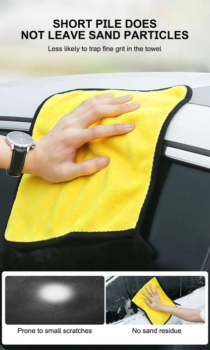 منشفة غسيل السيارات من SEAMETAL المصنوعة من الألياف الدقيقة 400 جرام لكل متر مربع من المخمل المرجاني المزدوج الجوانب، مناشف تنظيف عالية الامتصاص للماء، قماش تجفيف لغسيل السيارات