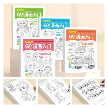 2PCS Comics Girl Boy Comics Hand Drawn Tutorial Book Novice Zero Basic Learning Line Draft Practice Book Studying