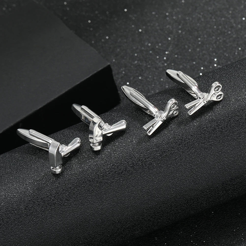 Tools Collection Jewlery Scissor Hammer Shaped Cufflinks For Men Boys Accessories Festival Gift