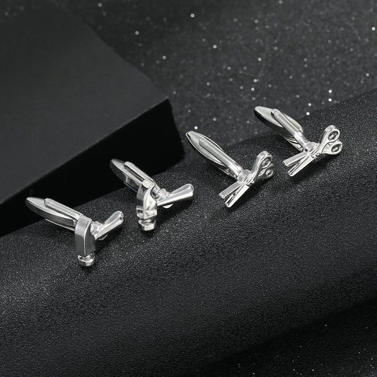 Tools Collection Jewlery Scissor Hammer Shaped Cufflinks For Men Boys Accessories Festival Gift