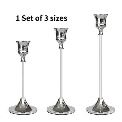 3Pcs/Set European Style Metal Candle Holders Candlestick Fashion Wedding Table Candle Stand Exquisite Candlestick Christmas Tabl