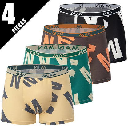 4/10 Pack Teenagers To Adults Parent-child Boyshort Simple Fashion Multi-size Shorts Men's Comfortable Underwear Elastic Waist P