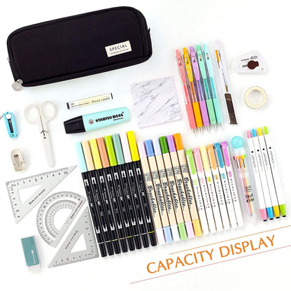 Kawaii Large Capacity Pencil Case 3 Compartment Pouch Pen Bag Double Side Opening Student Stationery Organizer School Supplies