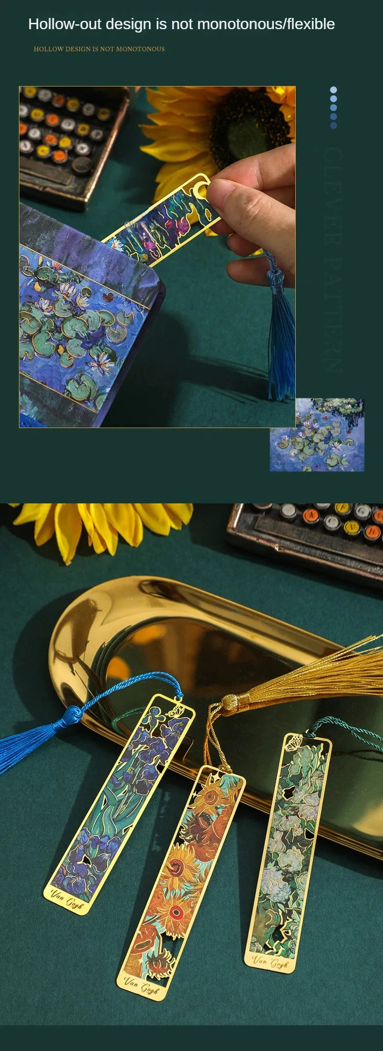 1 Pc Metal Sunflower Hollow Bookmark Chinese Style Creative Painted Book Holder Tassel Pendant Kids Stationery School Supplies