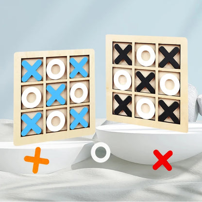 Wooden XO Tic Tac Toe Game Mini Chess Board Interaction Puzzle Training Montessori Educational Toys Gift for Kids Boy Girl