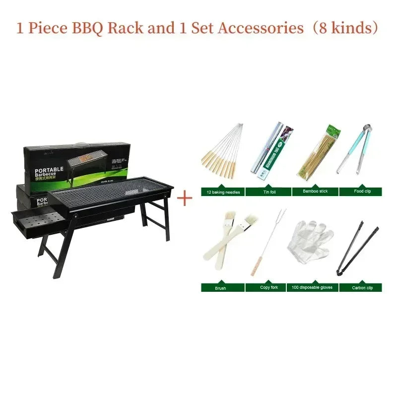 New Large BBQ Barbecue Grill Folding Portable Charcoal Outdoor Camping Picnic Burner Foldable Charcoal Camping Barbecue Oven