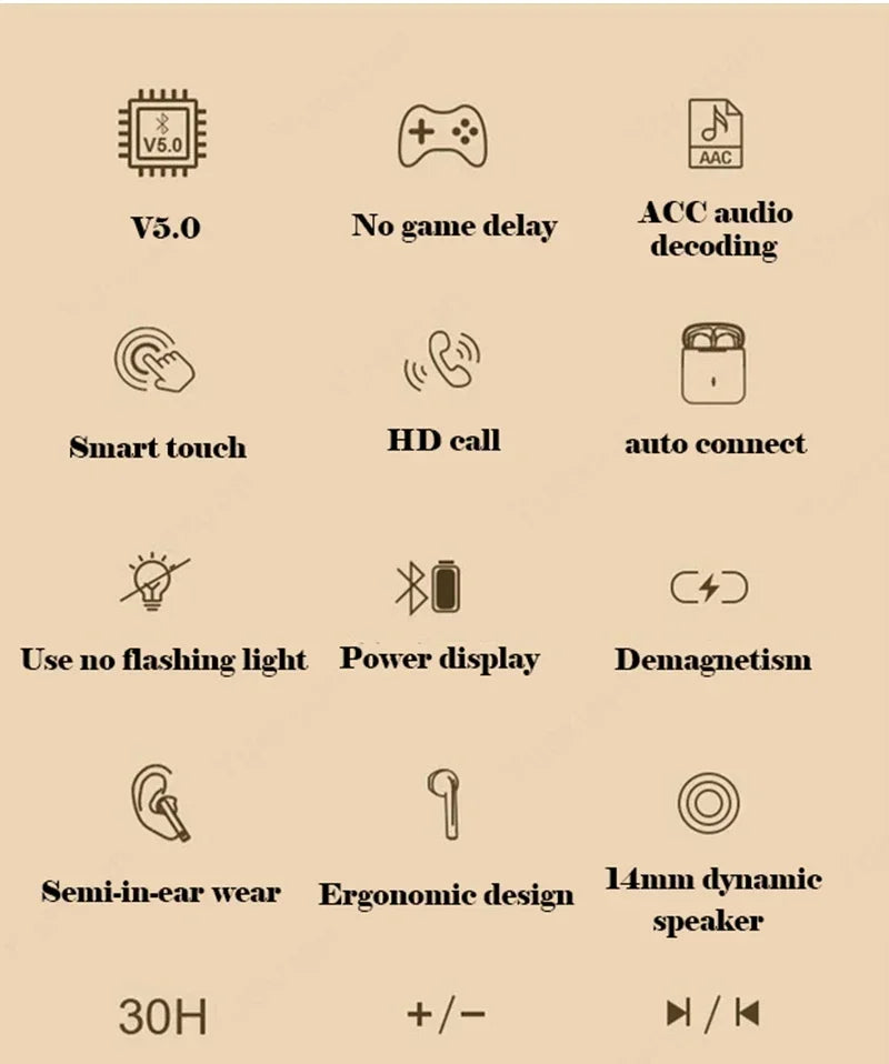 Wireless Earphones J18 In Ear TWS Bluetooth Ture Sport Headphones HiFI Stereo Game Waterproof Headset With Microphone