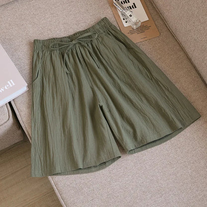 2024 Women Cotton Shorts,Summer Casual Solid Two Pockets shorts high waist loose shorts for girls Soft Cool female shorts