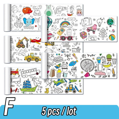 0.9/3M Space Food Animal Canvas Children's Drawing Roll DIY Coloring Paper Roll Color Filling Graffiti Paper-cut Painting School