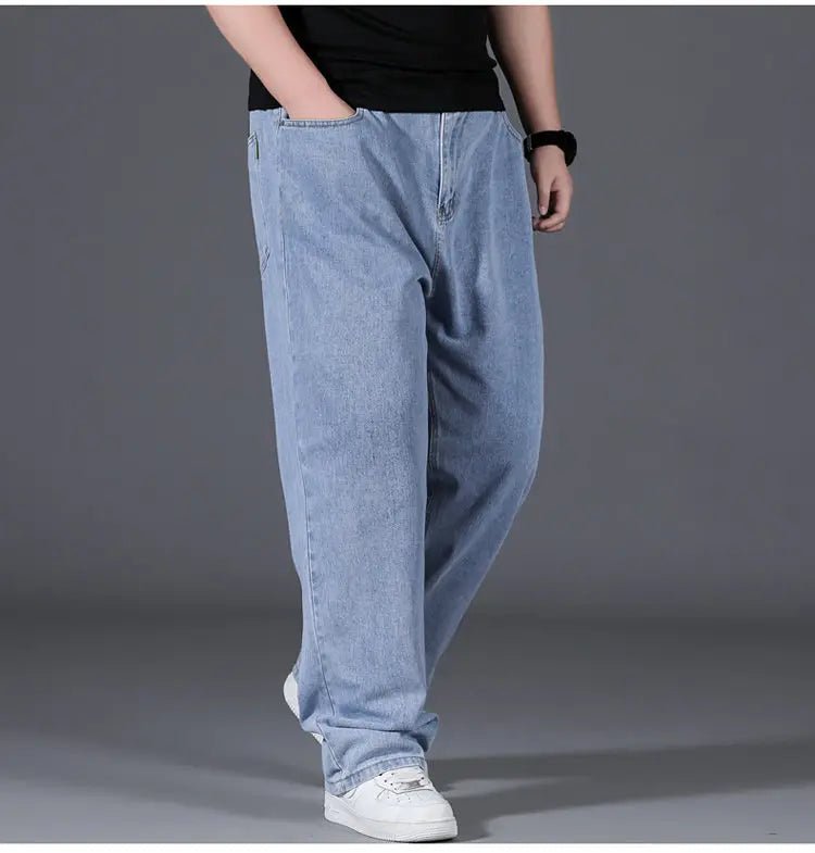 10XL Oversize Jeans Men Spring Fashion Streetwear Plus Size Cargo Jeans Soft Cotton Loose Baggy Casual Jeans For Dad Husband