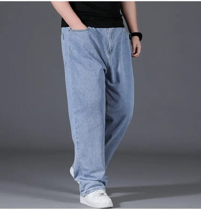 10XL Oversize Jeans Men Spring Fashion Streetwear Plus Size Cargo Jeans Soft Cotton Loose Baggy Casual Jeans For Dad Husband