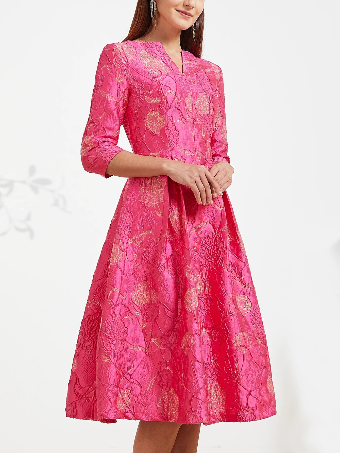 Luxury Dress Women Fashion Elegant Jacquard Dress Party Floral Women Clothing Evening Vintage Dress Formal Vestidos