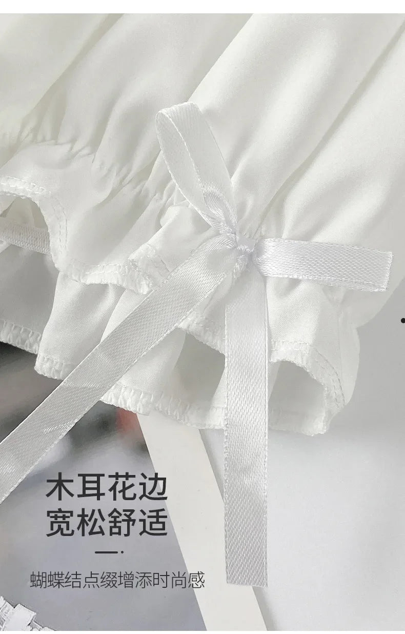 Women Lace Short Panties Imitation Silk Ruffle Bloomers Anti Exposure Safety Pants Lolita Satin Knickers Shorts Dress Pettipant