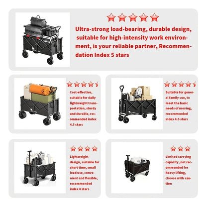 Large-capacity camping vehicle,  multi-functional portable vehicle for camping, gardening and beach shopping.