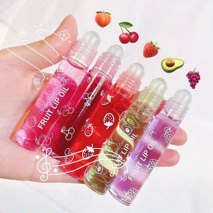 Hydrating Lip Oil Roller Gloss Moisturizing Nourishing Lip Balm Transparent Colorless Fruit Avocado Lip Care