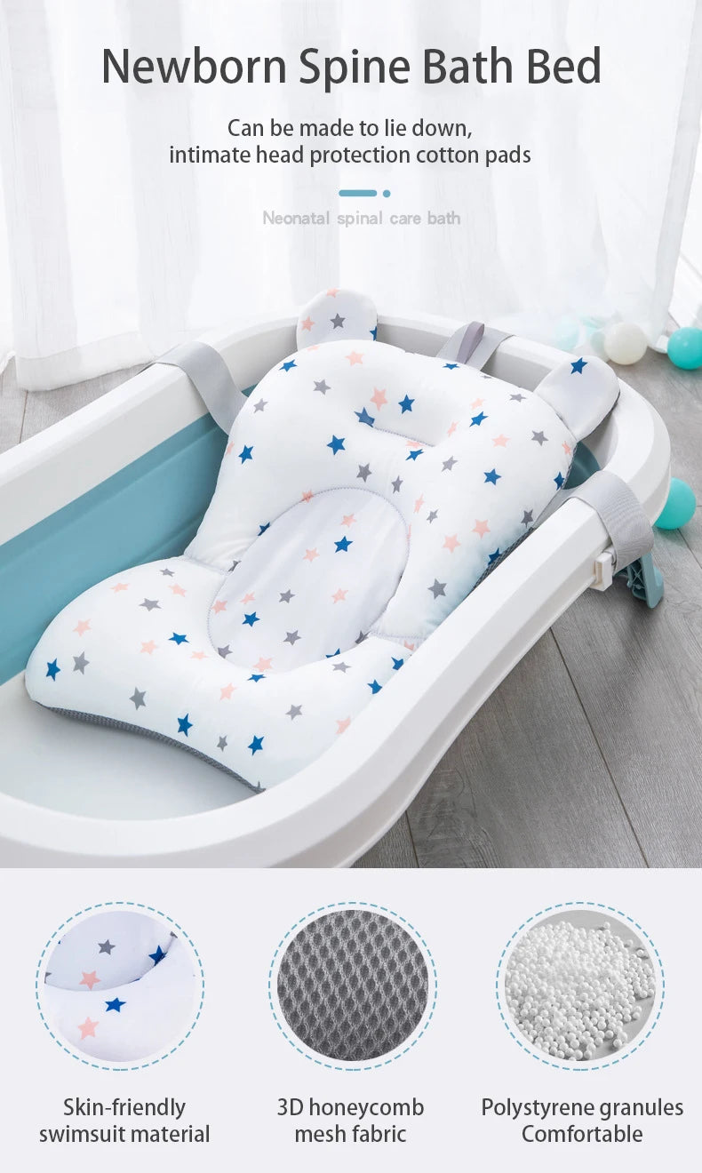 Baby Bath Support Pad Foldable Floating Seat Adjustable Newborn Bathing Cushion Infant Safety Net Hammock