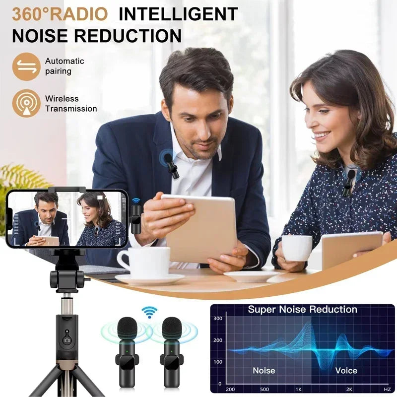 VIKEFON Microphone Wireless Lavalier for Live Streaming/YouTube/TikTok/Facebook Live Noise Reduction Mic For iPhone/Android