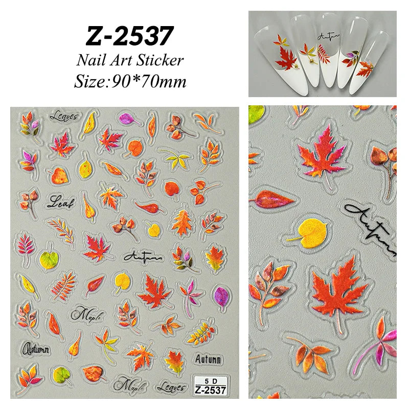 1 Sheet Embossed Snowflakes 5D Nail Stickers Decal Winter Christmas Nail Art Decoration Manicure Butterfly Nail Stickers Design